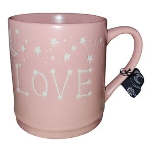Pink Ceramic Mug with Embossed Stars And The Word Love Constellation